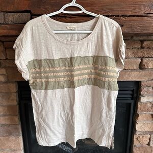 Casual Beige and Green Women's Top